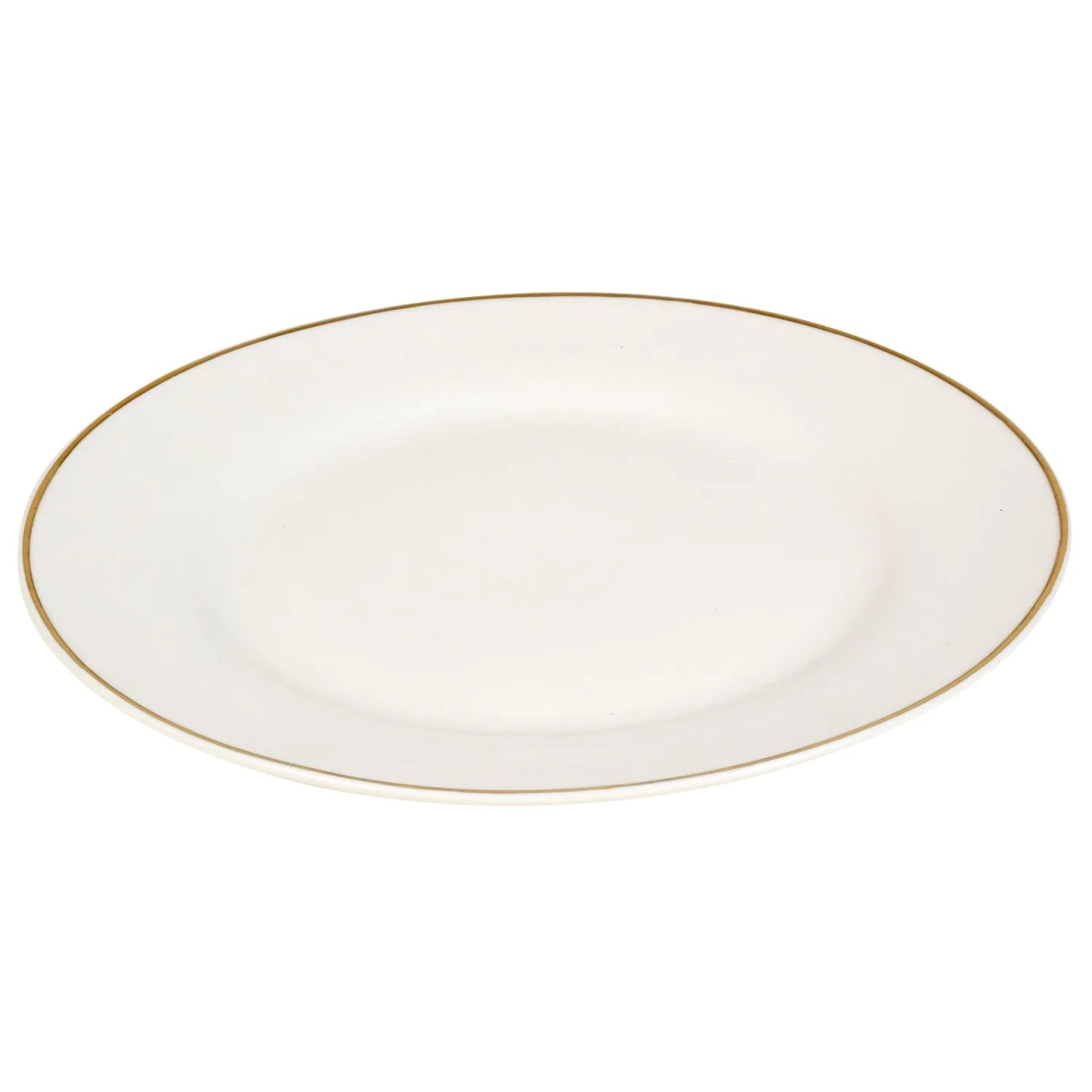 “Adele” Ivory Stoneware Dinner Plates w/ Gold Accents