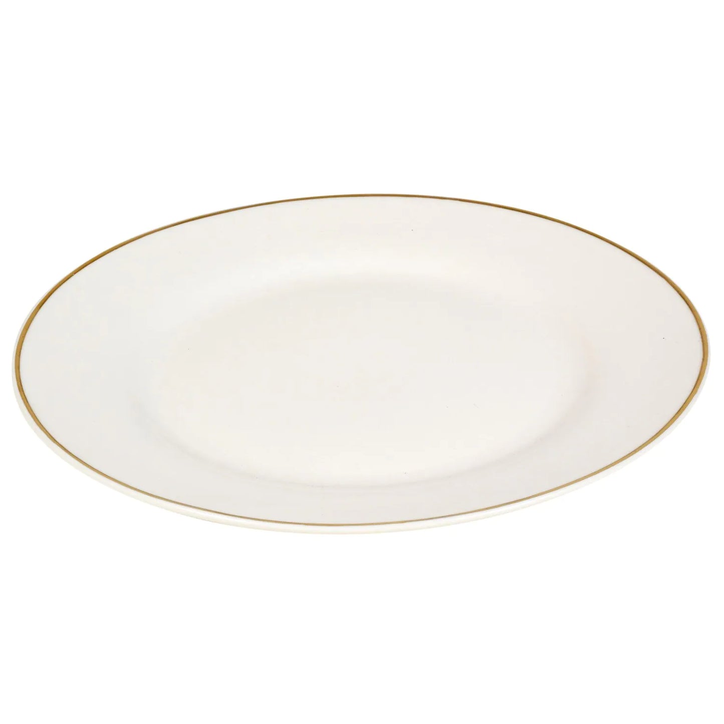 “Adele” Ivory Stoneware Dinner Plates w/ Gold Accents