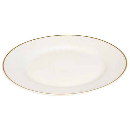 “Adele” Ivory Stoneware Dinner Plates w/ Gold Accents