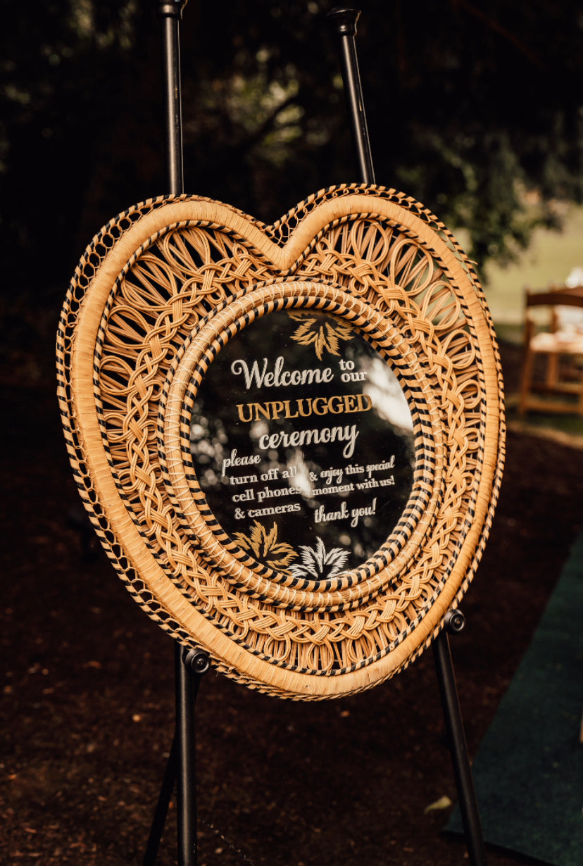 “Unplugged Ceremony” Heart-Shaped Sign