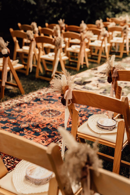 Assorted Chair Sashes with Dried and Faux Florals