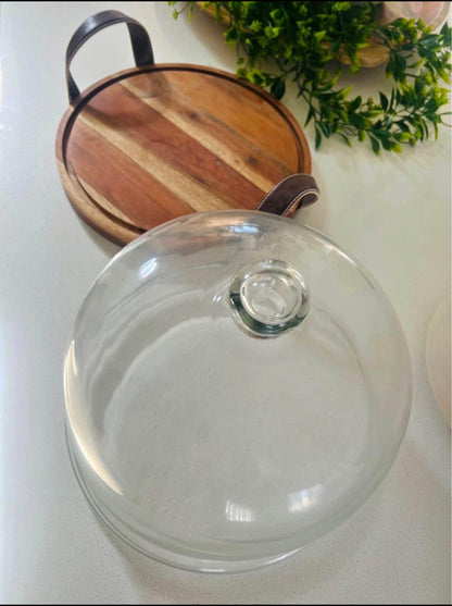 Cake Stand w/ Dome & Leather Handles