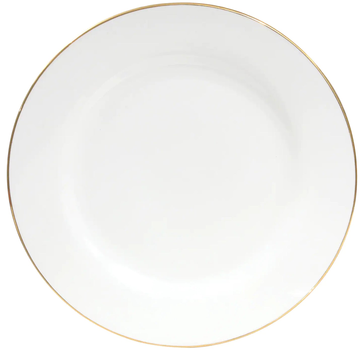 “Adele” Ivory Stoneware Dinner Plates w/ Gold Accents