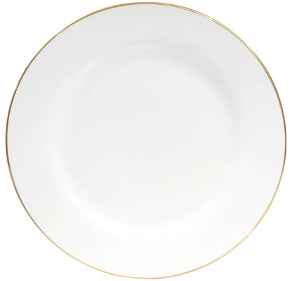 “Adele” Ivory Stoneware Dinner Plates w/ Gold Accents