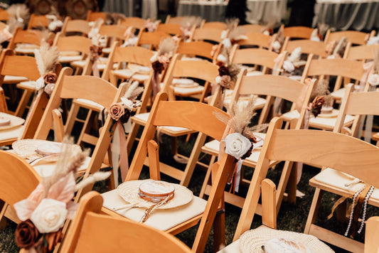 Assorted Chair Sashes with Dried and Faux Florals