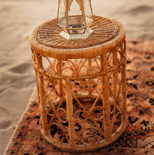 Rattan Peacock Side Table