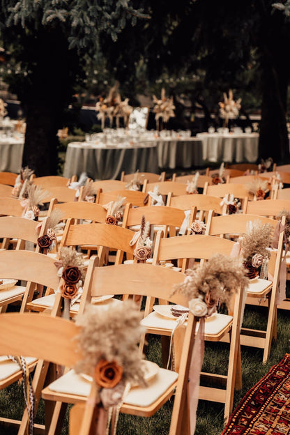 Assorted Chair Sashes with Dried and Faux Florals