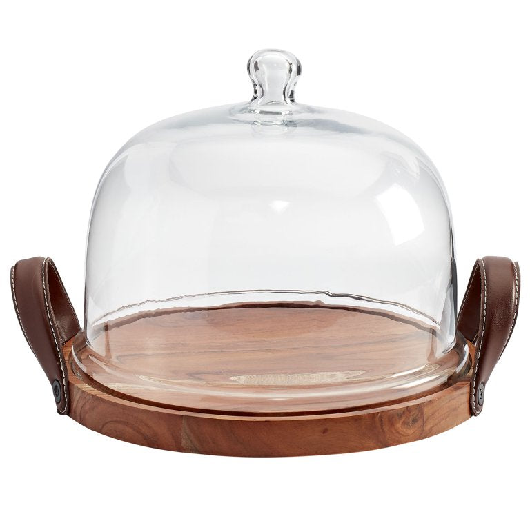 Cake Stand w/ Dome & Leather Handles