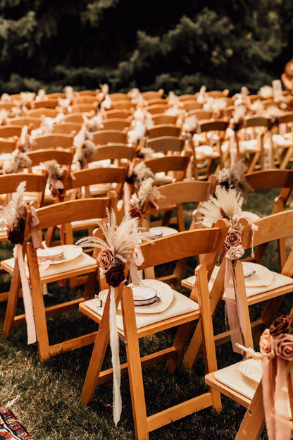 Assorted Chair Sashes with Dried and Faux Florals