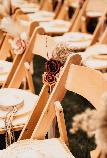 Assorted Chair Sashes with Dried and Faux Florals